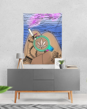 Cafe and Cannabis Tapestry 60"x80"