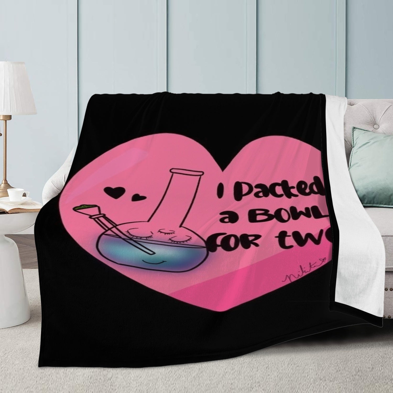 “Bowl for Two” Dual-sided Stitched Fleece Blanket